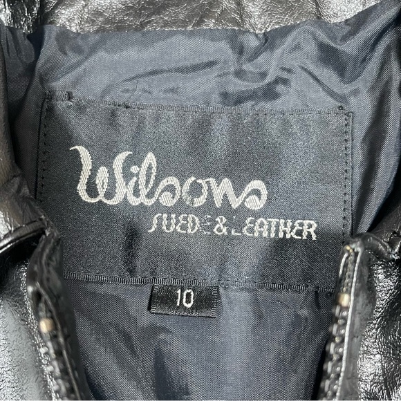 WILSON Genuine Leather Moto Jacket size 10 Black shiny - Picture 5 of 13